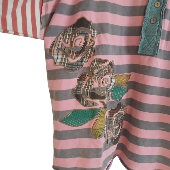 Oli And Hali Oversized Patchwork Pullover Women's XL Striped Pockets Slouchy - Picture 3 of 11